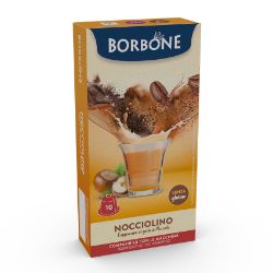 10 Capsule Borbone Compatibili macchine domestiche Nespresso NOCCIOLINO AL GUSTO DI CAPPUCCINO E NOCCIOLA