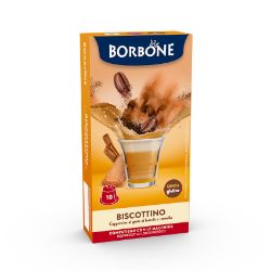 10 Capsule Borbone Compatibili macchine domestiche Nespresso BISCOTTINO AL GUSTO DI CAPPUCCINO E BISCOTTO