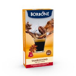 10 Capsule Borbone Compatibili macchine domestiche Nespresso SAMBUCHINO  AL GUSTO DI CAFFÈ E SAMBUCA