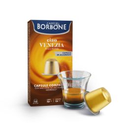 10 Capsule in alluminio caffè Borbone Respresso Ciao Venezia compatibile Nespresso