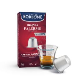 10 Capsule in alluminio caffè Borbone Respresso Magica Palermo compatibile Nespresso