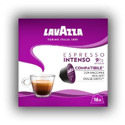 Immagine di 16 Capsule Espresso INTENSO caffè Lavazza compatibili Nescafé Dolce Gusto